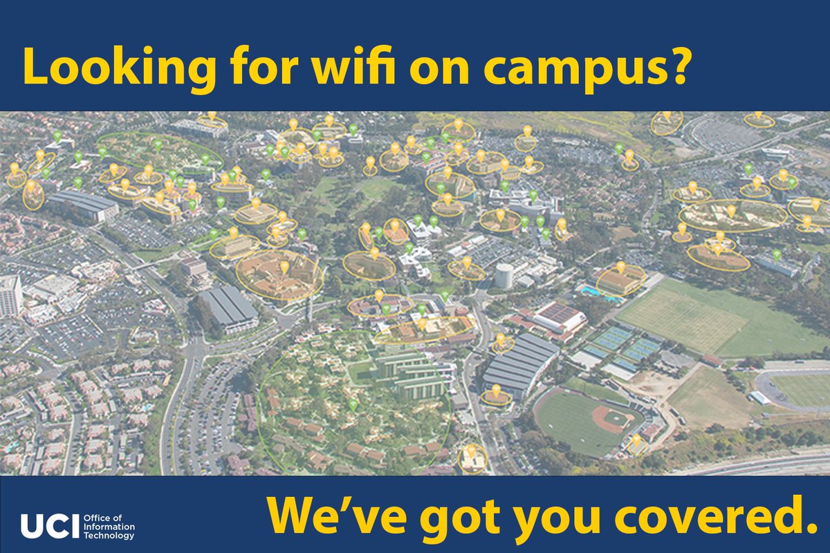 UCI_OIT's tweet photo. Find your favorite hotspots on the UCI campus with our new wifi map! The birdโs-eye view shows both indoor and outdoor access for the whole campus.
Visit: https://t.co/qZUQK12Eqw
#ucitech #ucioit #ucirvine #wifi #ucitechprep https://t.co/rgLXV3z3ro