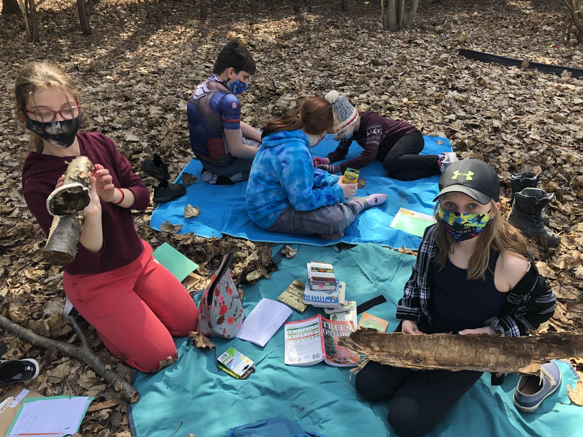 MsgrLeoCleary's tweet photo. Students in Ms. Almeida's Grade 5 class in the Peace Garden were observing nature using their five senses and practicing descriptive writing. They were inspired by a virtual Power Kid's webinar with Scientist Heather! #PVNCLEARNS https://t.co/DnAKvROWmS