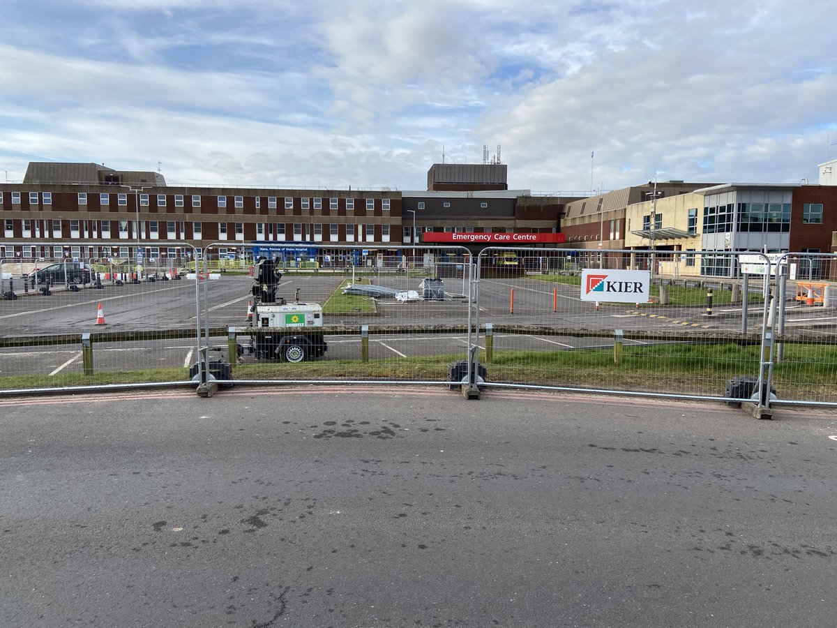 MattOverton3's tweet photo. The area cordoned off ready for the construction to start on the new ED at DPOWH. Can’t wait to be able to move in and welcome patients @NHSNLaG Will also be great watching it build up week by week https://t.co/QpzeQ1RsV7