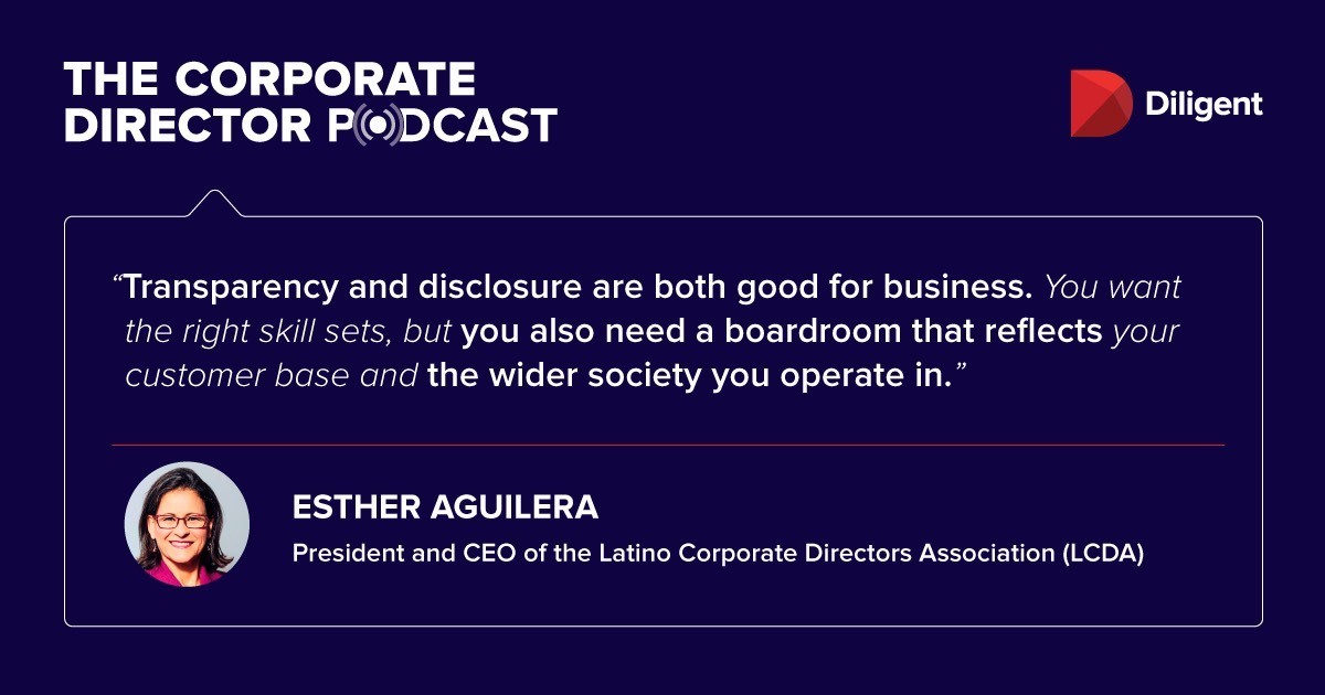 LatinoDirectors's tweet photo. #ICYMI: @diligentHQ — In the push for greater boardroom diversity, how can we ensure we correctly track, measure, and promote progress?
>LISTEN NOW: https://t.co/7jf18R3NQe
#LCDALeaders #ModernGovernance #governancegeeks #CorpGov #CorpDiversity https://t.co/44HwNYfRmP