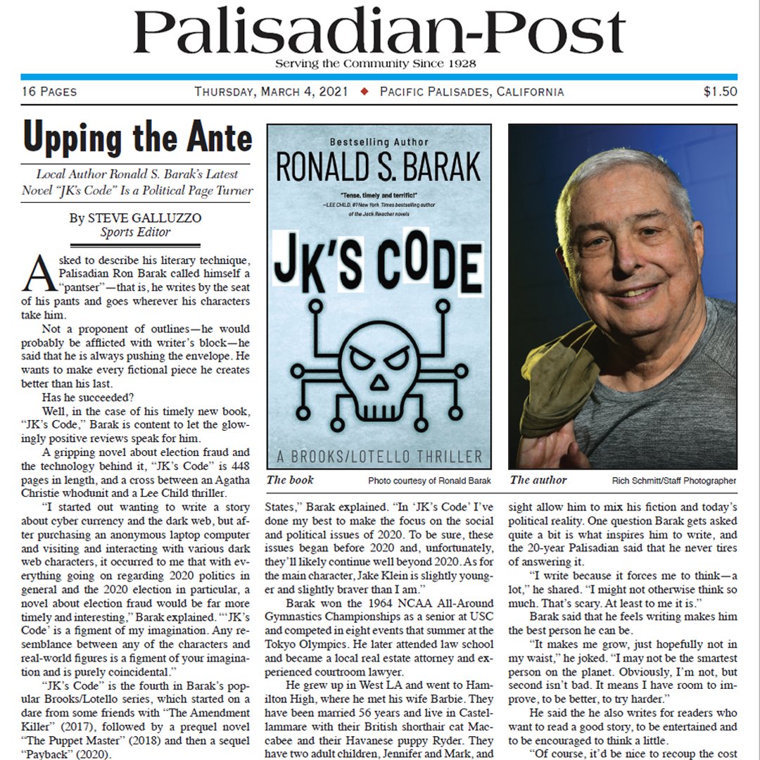 Well... Look who’s in the Palisadian-Post! (Shh… it’s me 😎)!

🌟 Read the interview here: 👉🏻 ronaldsbarak.com/palisadian-pos…
.
.
.
#amwriting #writingcommunity #jkscode