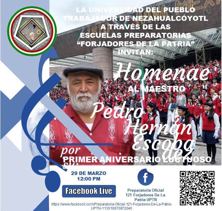 Epo121F's tweet photo. Compañeros maestros, alumnos y comunidad en general, les solicitamos cordialmente integrarse para que nos acompañen a través de Facebook live al homenaje que se le hará a nuestro dirigente, el Mtro. Pedro Hernández Escobar el próximo Lunes 29 de marzo a las 12:00 pm https://t.co/Cy2mpZuJPy