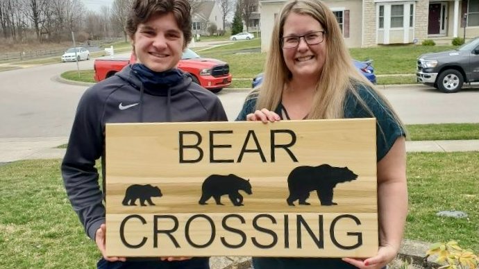 Winner of my $100 giveaway redeemed her credit for this BEAR CROSSING sign. Turned out fantastic!  #clawsup #doubleblue #3140bsr #almamater