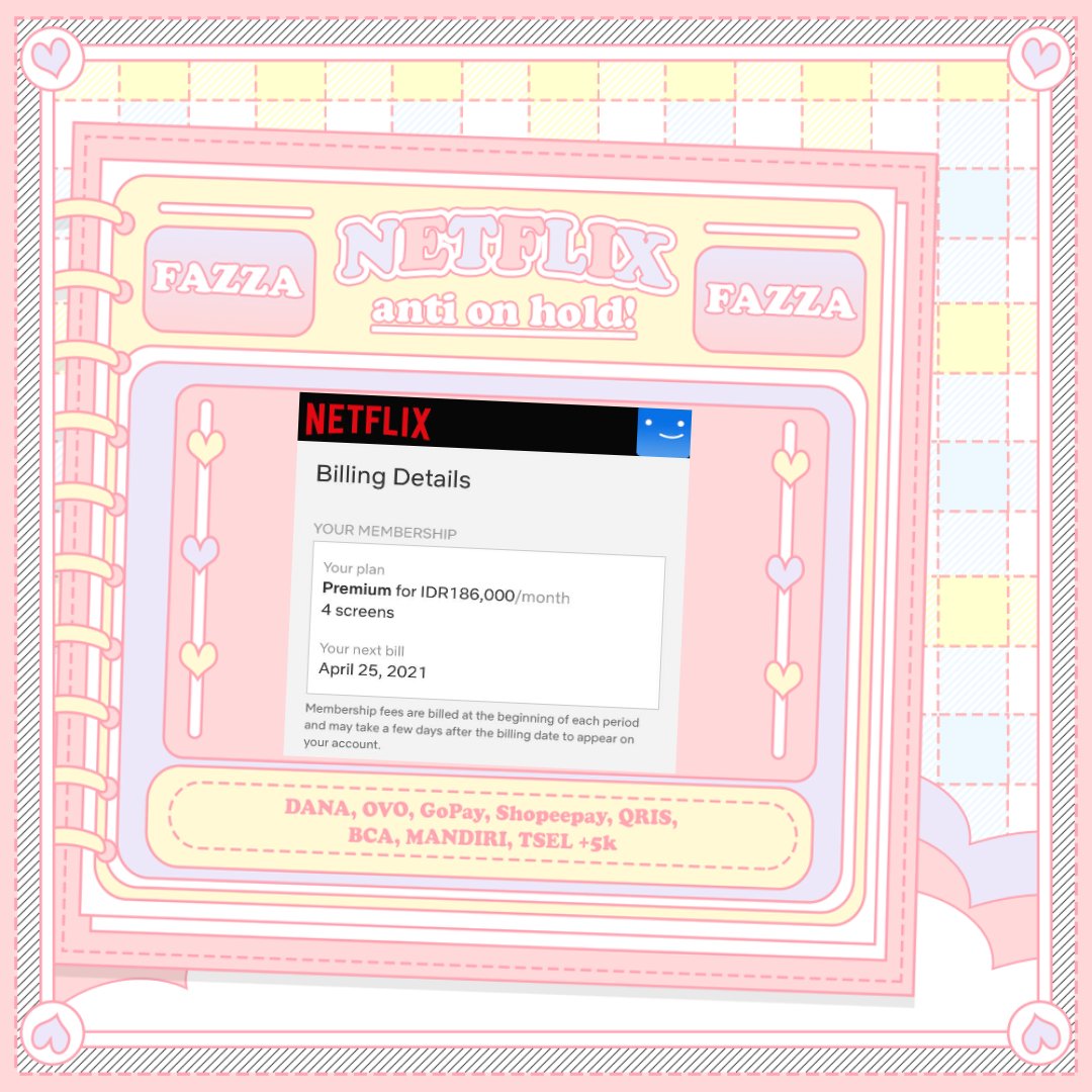 diaryei's tweet photo. @pshcuttiie hai kak lagi cari netflix yaa? 35,OOO nih di aku kak yg sharing/bulan🙆🏻 sini yuk langsung order💓🍰🥰🌈

order? DM / https://t.co/4VdOxzTPYz 🐝

🐾 habis tf langsung dapet akun
🐾 full garansi &amp; legal
💵 dana, ovo, gopay, shopeepay, bca, tsel+5k https://t.co/6YWNDB3JpF