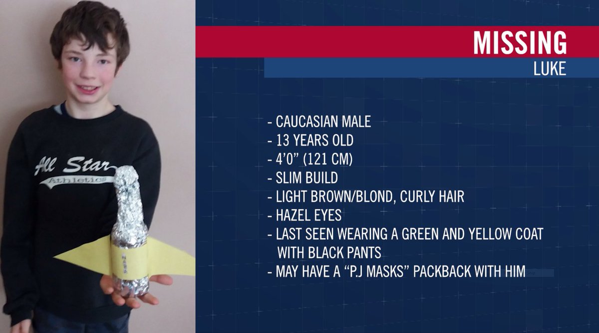 Here's his description. If you see him you are asked to call local RCMP wherever that may be. Police say Luke may not comprehend conversation at his own age level.
