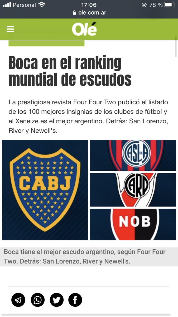 BrianZehnderOK's tweet photo. #Newells dentro de los mejores 100 escudos del fútbol mundial.
La prestigiosa revista Four Four Two publicó el listado de los 100 mejores insignias de los clubes de fútbol y ubicó a Newell’s como el segundo club argentino con mejor escudo, abajo de Boca y por encima de River y SL https://t.co/zQbCOvrO0P
