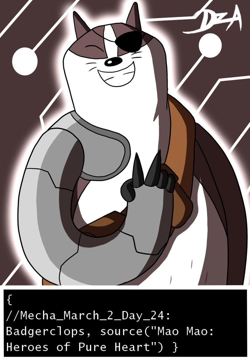 ZachmanRockfan's tweet photo. Mecha March 2 Day 24: Badgerclops

He's 1 of my favorite characters &amp; I love everything about him. This show is comedy gold. Watch it. Now.

#MechaMarch2 #drawingchallenge #digitalart #digitaldrawing #badgerclops #maomaoheroesofpureheart #mmhoph #ArtistOnTwitter https://t.co/w69mFLFDdH