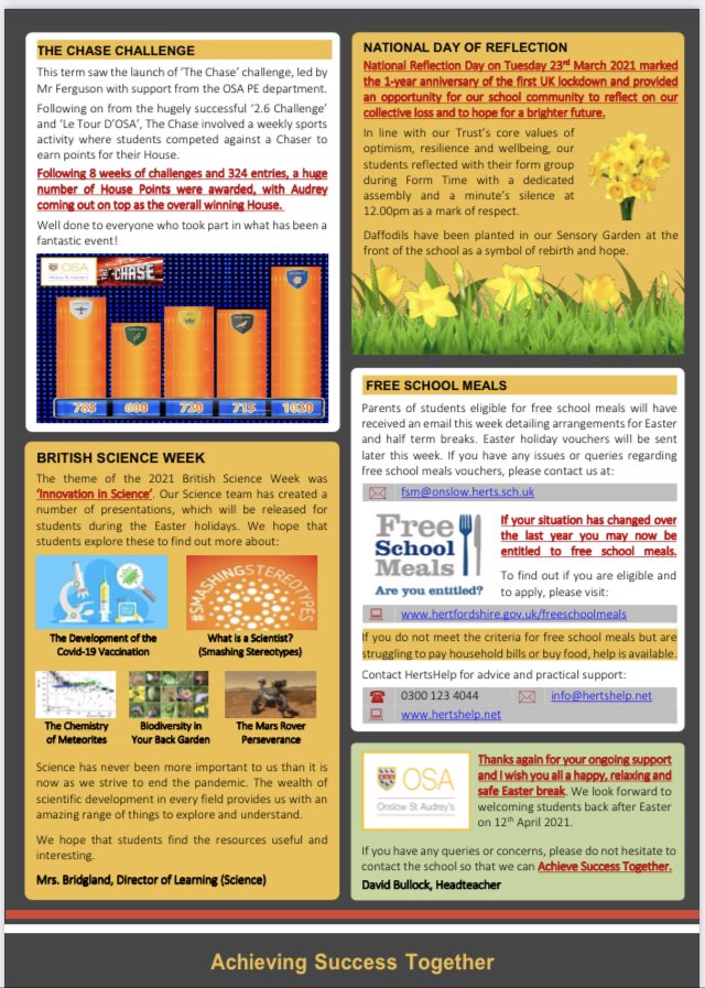 End of term parent bulletin!🐣