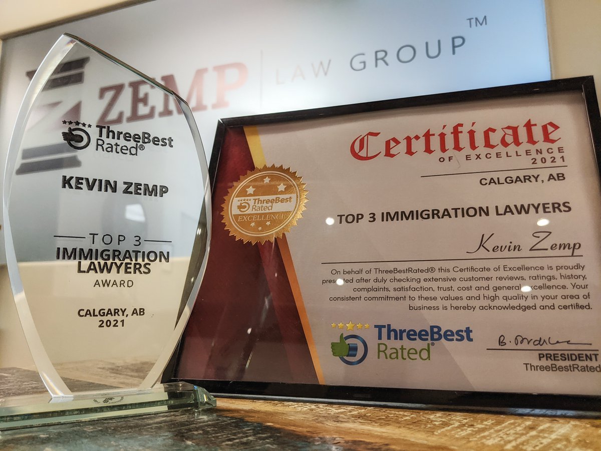 Happy to announce that Mr. Kevin Zemp has once again been recognized as one of the top 3 immigration lawyers in Calgary, Alberta!  We are grateful for the opportunity to work with many of you!
