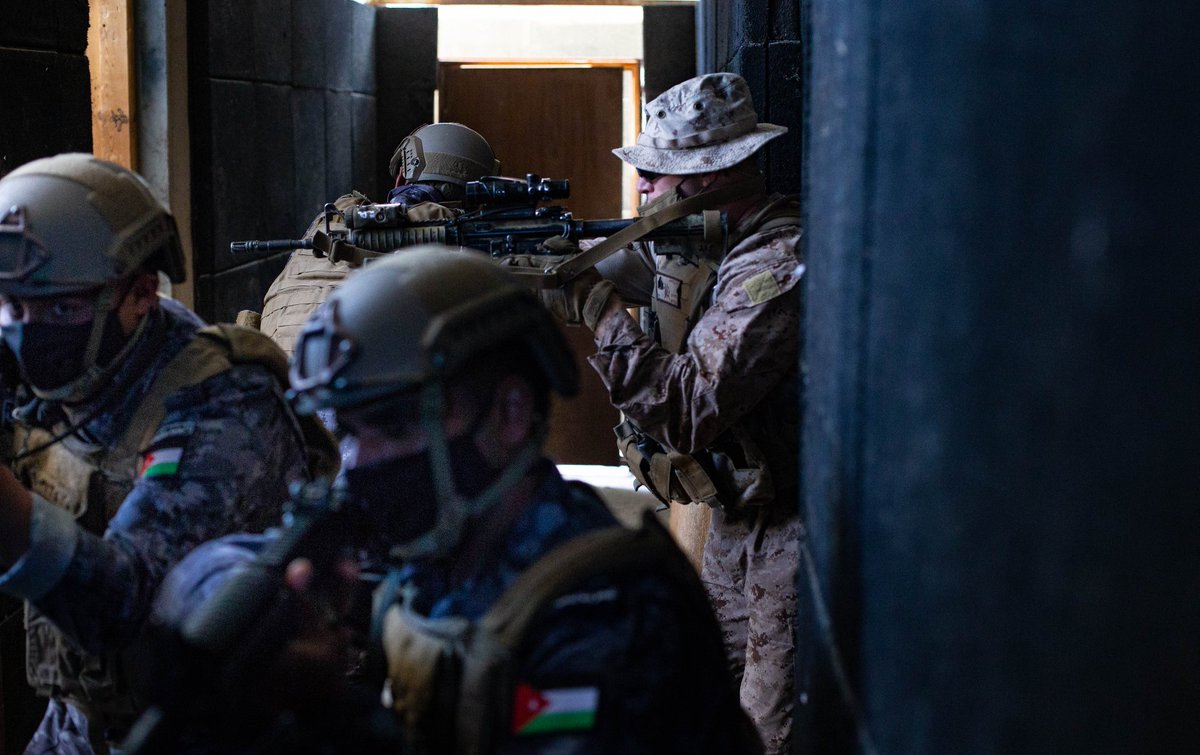 CENTCOM's tweet photo. U.S. #Marines with #SPMAGTFCRCC participate in a maritime interoperability exercise with Jordanian Armed Forces #Jordan @USMARCENT @ArmedForcesJO https://t.co/F1HMmFh8UK