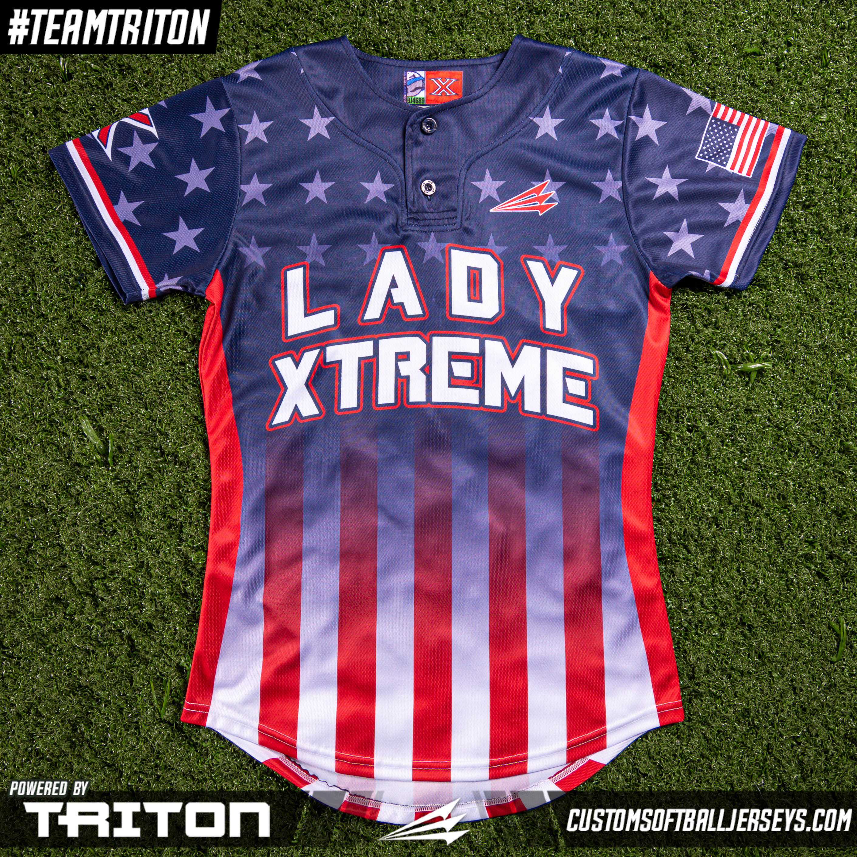 Custom Softball Jerseys on X: Xtreme Softball @lady_xtreme wears this  #Triton Patriotic design P127. Get ready for summer with custom jerseys,  including the best patriotic designs you'll find. Take a look here.