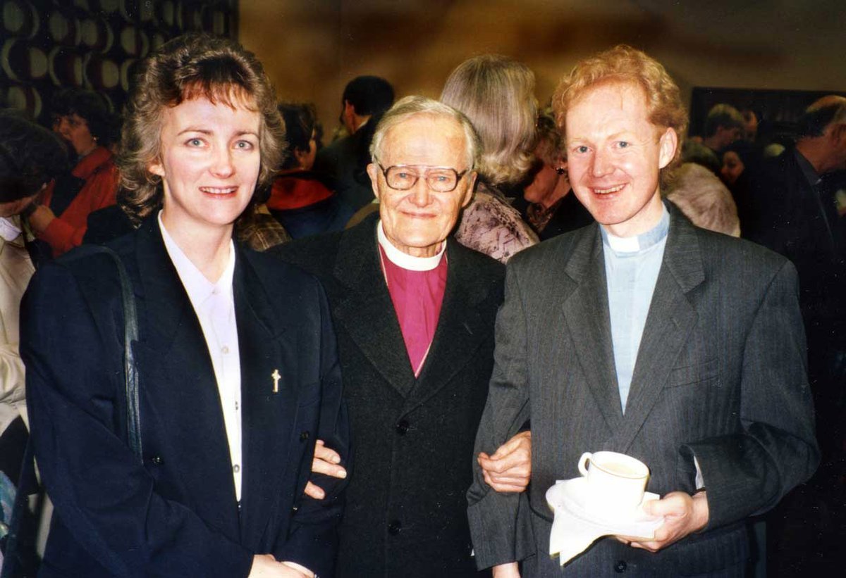 AlCutting's tweet photo. The Annunciation, 25 years ago in 1996, I was inducted at St John's, Copthorne by @LindsayUrwin. The only photo I have features bishop and family friend #LesslieNewbigin. Let it be to me according to your word - Mary's prayer, which has become mine too. @ChichesterDio https://t.co/W9ObLmLSCk