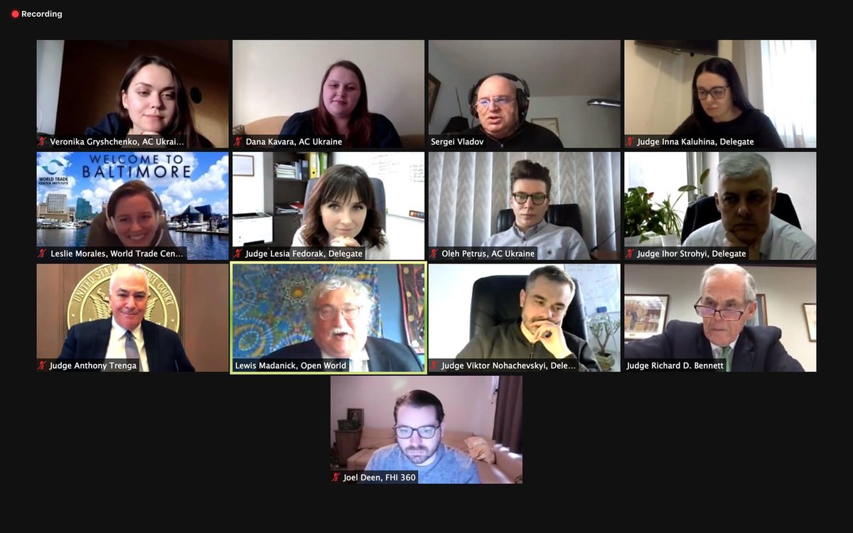 OWprogram's tweet image. Today, our team hosted a virtual program focused on Anti-Corruption, bringing Ukrainian High Court Judges together with Hon. Anthony J. Trenga, Hon. Richard Bennett, and USAID's New Justice Program. Thanks to all who participated! 🇺🇸🇺🇦 #OWProgram