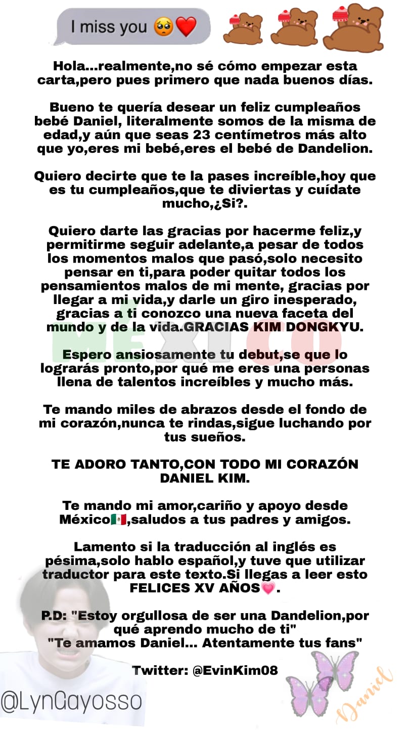Quiero Que Seas Mi Traductor De Inglés 𝐊𝐈𝐌 𝐃𝐀𝐍𝐃𝐄𝐋𝐈𝐎𝐍𝐒 𝐋𝐀𝐓𝐀𝐌 Twitter પર: "Mensaje en español e  inglés de parte de Lynn para DANIEL #OurDeerDanielDay #3월의_동규가_이렇게_아름다워  https://t.co/zUSykTFMii" / Twitter