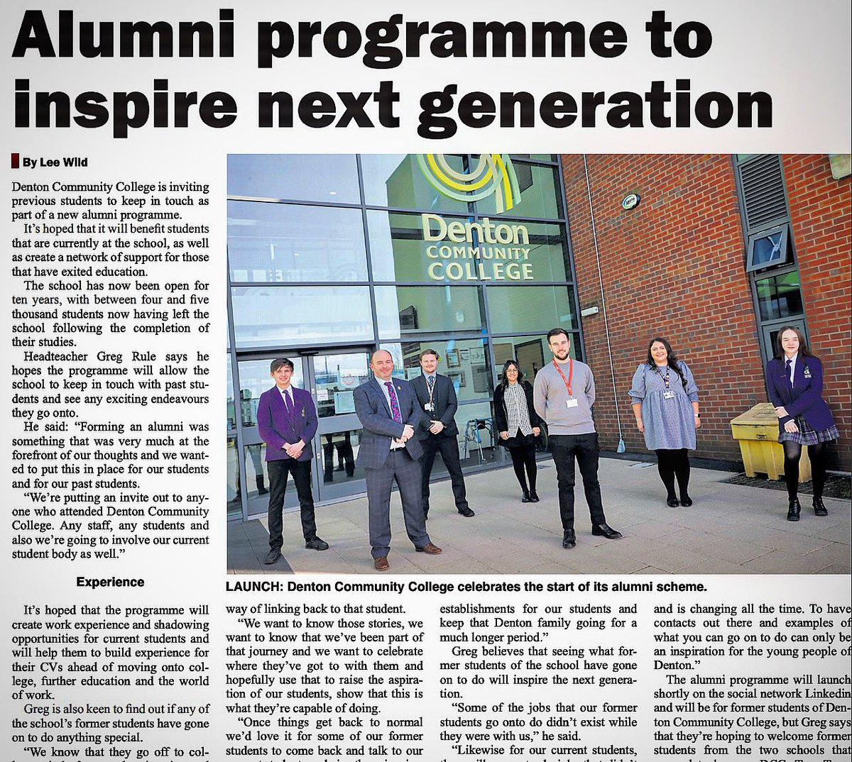 EngWithWatson's tweet photo. From this week’s @newsintameside. Keep an eye out for more information on @DCC_News’ newly launched Alumni Programme! #Alumni #KeepInTouch #BeDCC https://t.co/wF2IY3qol6