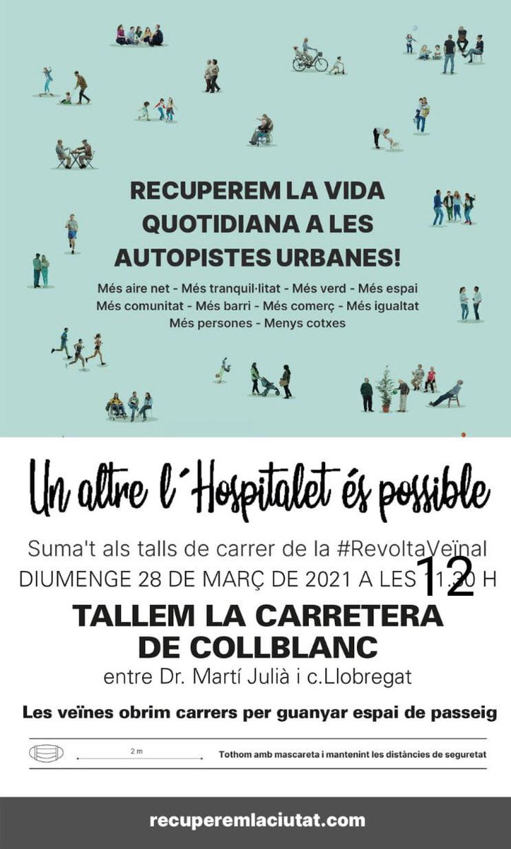Torrassa12CA's tweet photo. Veïnat de Collblanc-La Torrassa !

Recuperem la vida quotidiana a les autopistes urbanes https://t.co/Z1lIVffxKE