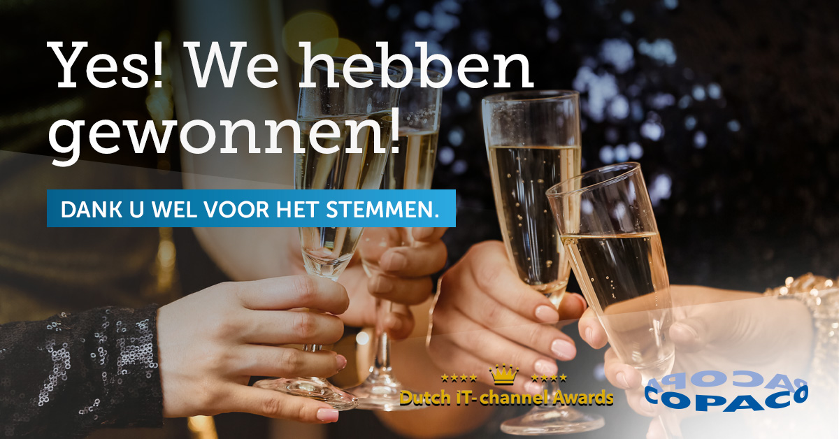 copaconederland's tweet photo. We zijn trots! Zojuist hebben we namelijk een @Dutchitchannel Award gewonnen in de categorie Broadline Distributor of the Year. Dank aan iedereen die hun stem heeft uitgebracht! #trots #dutchitchannel #teamwork https://t.co/VsWNRAzB3s
