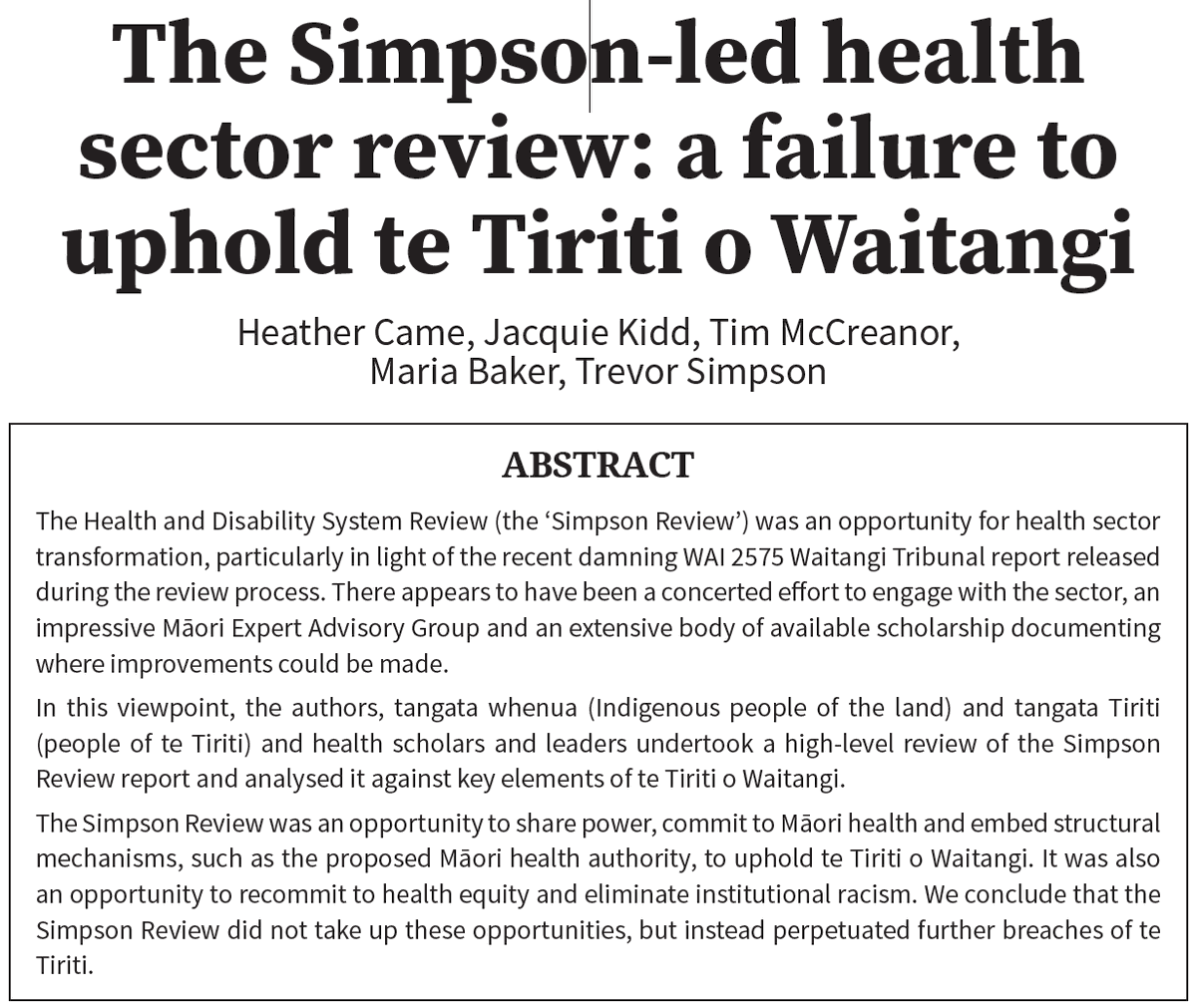 New paper in NZMJ for the nerds amongst you. Sing out if you want a copy. With @jacquieKidd1 Prof Tim McCreanor, Maria Baker, Trevor Simpson
New Zealand Medical Journal, 134(1532), 77-82. <a href="/STIRantiracism/">STIR: Stop Racism</a> <a href="/phanewzealand/">Public Health Association of New Zealand</a>
