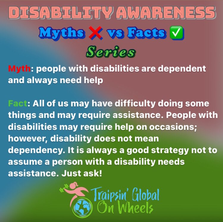 traipsinglobal's tweet photo. Debunking Myths regarding Disabilities! #DisabilityTwitter #Disability #DisabilityAwareness #Disabled #Wheelchair #Inclusion #WheelchairLife #Accessibility #DisabilityQuotes #Motivation #Inspiration #DisabilityInclusion #DisabledAndProud #DisabilityAdvocacy https://t.co/6YgrxudR5t