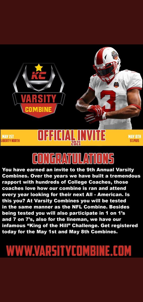 AReynolds5869's tweet photo. Also ready to go learn a few things and compete at @Varsitycombine1. Can't wait to put on a show this up coming season💪🏼 Blessed to be an able to play this great sport. https://t.co/C6679Bpyu8