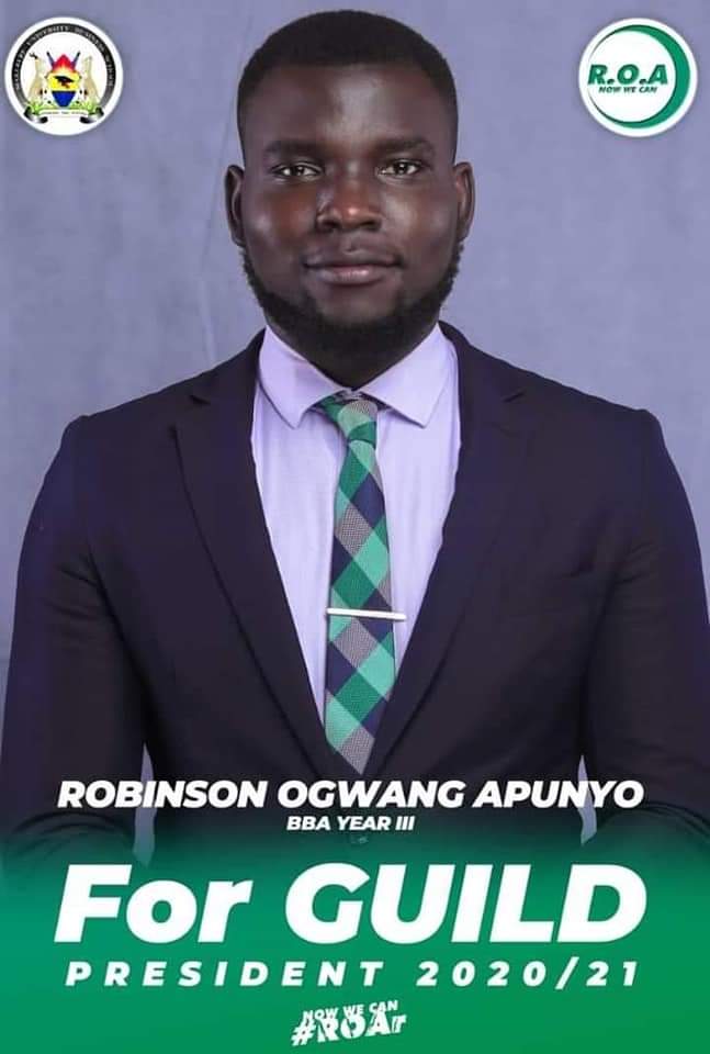OfficialMubs's tweet photo. Mr. Ogwang Robinson the MUBS guild president elect after fending off competition from Julia Muhumuza and Hilary Tumusiime in a tightly contested guild presidential race. 
Robinson polled 1,009 votes, followed by Tumusiime Hilary with 713 votes &amp; Julia Muhumuza with 501 votes. https://t.co/5r9VcXVUXA