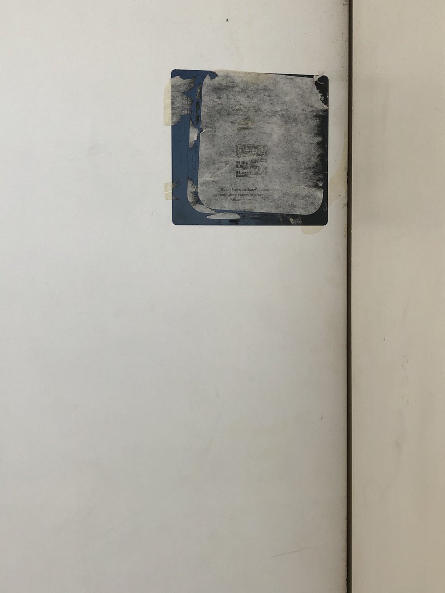 HayFever3's tweet photo. @HiltonHonors Stickers on doors smudged out, how is this a Waldorf Astoria https://t.co/eCc8bcFBys
