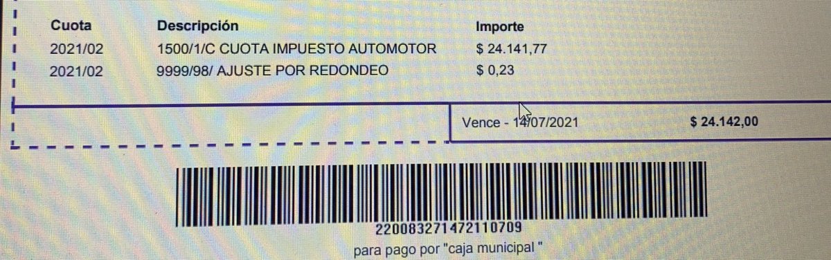 fedes_m's tweet photo. Auto 2010- Municipalizado, y haces pagar esto? Cuando en Arba pagaba menos de la mitad? 3 pagos de $ 24.000,00!!! No tienen vergüenza! @SebastianAbella @todonoticias @eltreceprensa https://t.co/W0jTMr2Leu