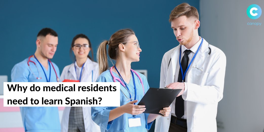 withCanopy's tweet image. Why do medical residents need to learn medical Spanish? Countless reasons. One of the most attractive - the potential for higher compensation. 

Click this link for our latest blog post: hubs.li/H0JSSJf0

#withCanopy #learnSpanish #medicalSpanish #matchday #medicalSpanish