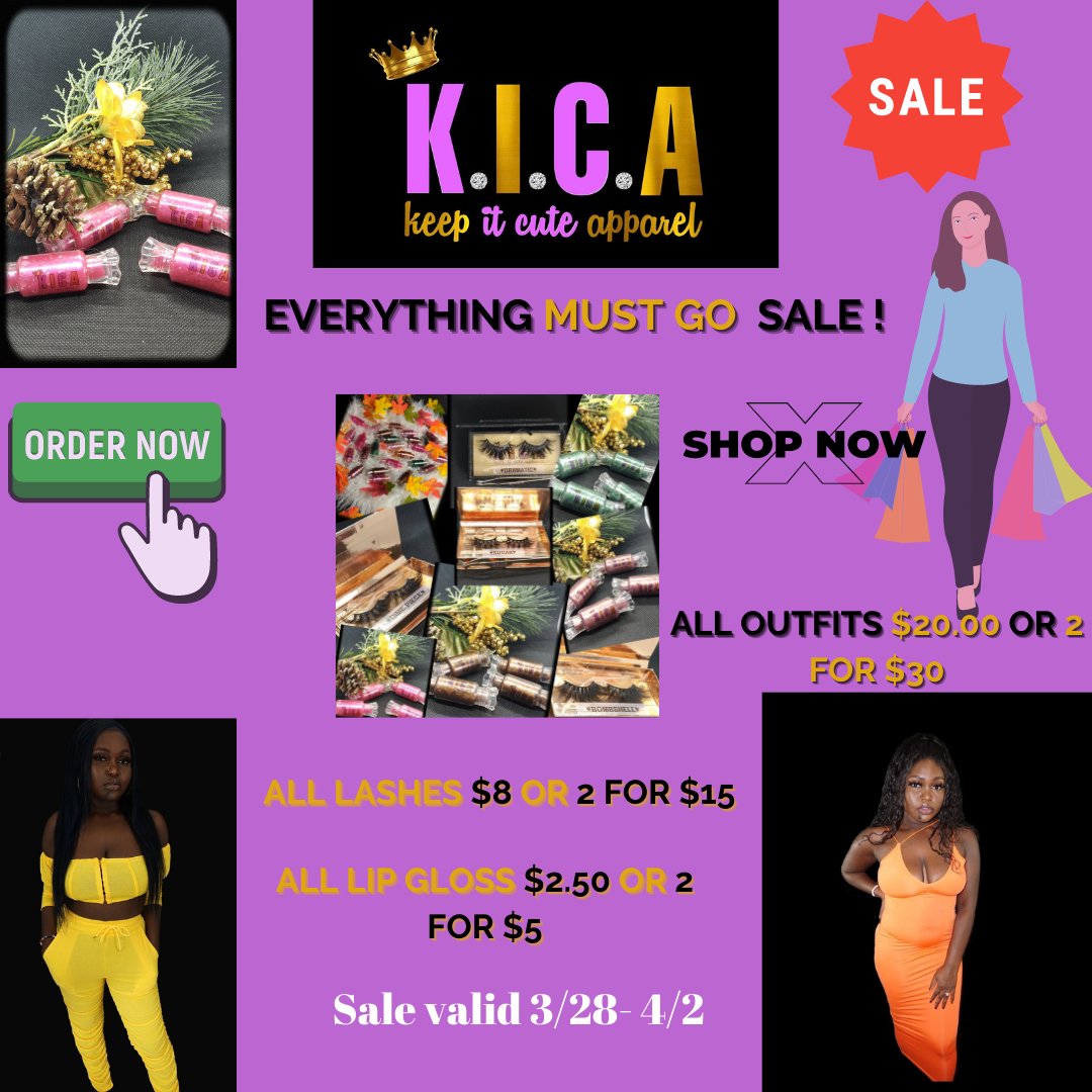 KICABOUTIQUE's tweet photo. DON'T MISS OUT!! This sale is valid while supplies last. Local delivery will be $6 for all Miami residents during sale ! ENTIRE STORE ON SALE ! HUGE REVAMP OTW !! 

EVERYTHING MUST GO !! 

SHOP https://t.co/ubkeaZIUtW on 3/28- 4/2  &amp; grab thee biggest deal ! 💋

#MIAMI#BIGSALE https://t.co/sef9gOHRZl