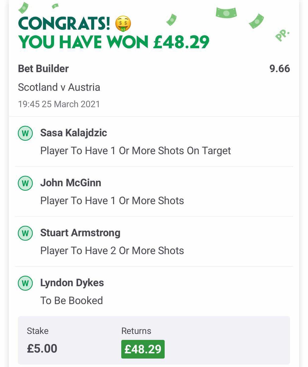 AndyRobsonTips's tweet image. BOOM BOOM BOOM BOOM BOOOOOOMM!!! 💥💥💥

17/2 WINNING BET BUILDER!!! YASSSSSSSSSS!!!

✅ Armstrong 2+ shots
✅ McGinn 1+ shot
✅ Dykes booking
✅ Kalajdzic 1+ shot on target

How much did you just win from my Cheat Sheet and Bet Builder? 🤑

18+, gamble responsibly