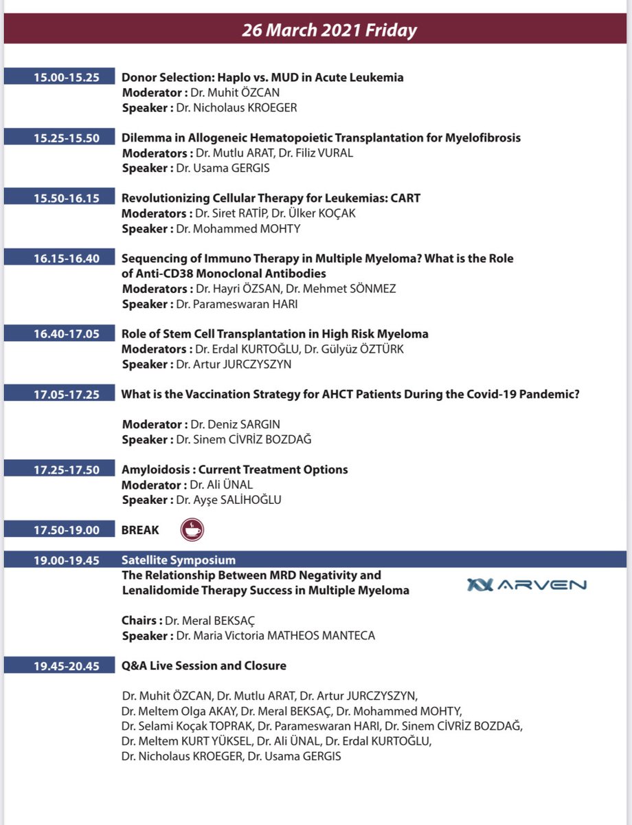 mbeksac56's tweet photo. ⁦@AJurczyszyn⁩ ⁦@TheEBMT⁩ ⁦@Phari⁩ ⁦@Mohty_EBMT⁩ Do not miss the third day in particular the Q&amp;A: really top rating events! Live discussion among experts of transplantation https://t.co/wI7Dk1axzg