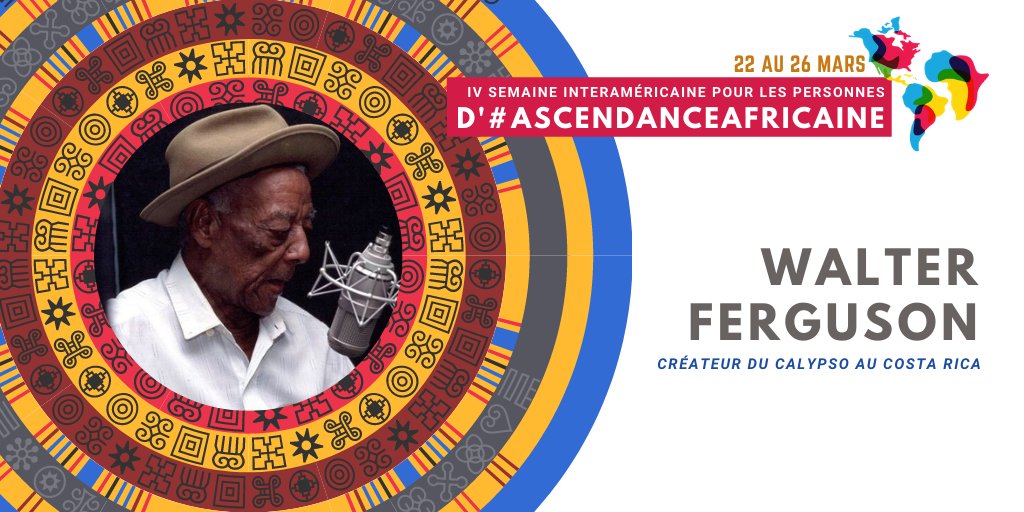 OEA_oficial's tweet photo. Walter Ferguson est un remarquable créateur du Calypso au Costa Rica. De par sa contribution culturelle et un centenaire de vie dédié à la musique caribéenne, il est le plus grand représentant du Calypso au 🇨🇷

IV Semaine Interaméricaine pour les personnes d’#AscendanceAfricaine https://t.co/qsbLxaX6Op