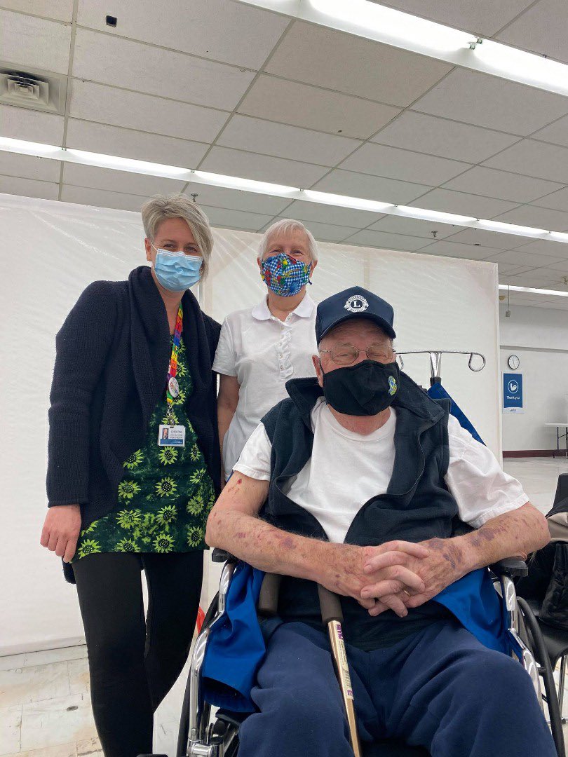 Thank you all <a href="/nsgov/">Nova Scotia Gov.</a> <a href="/nshealth/">Health & Wellness</a> front line health care workers and volunteers helping Nova  Scotians get their COVID vaccines. Glad to see my 80+ parents getting their shot today.  👍🏻😀