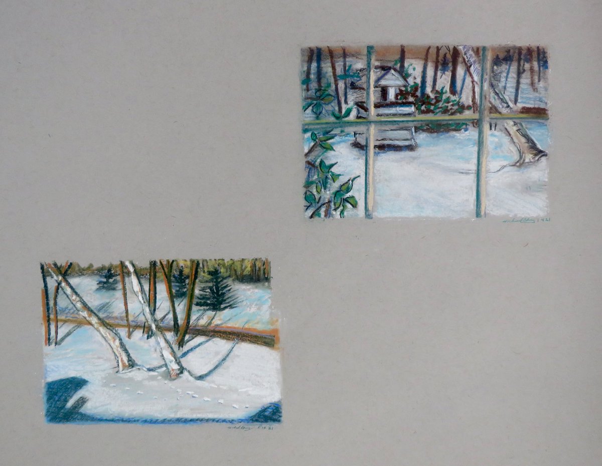 Mrmaxchi's tweet photo. window views #monthofsundays #art #snow #pastel https://t.co/DviVxIlhs8