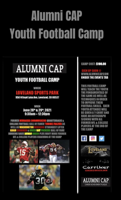 alumni_cap's tweet photo. Get your Youth and High School football players signed up for this FANTASTIC camp while there is availability! https://t.co/TcM1rQnGxo