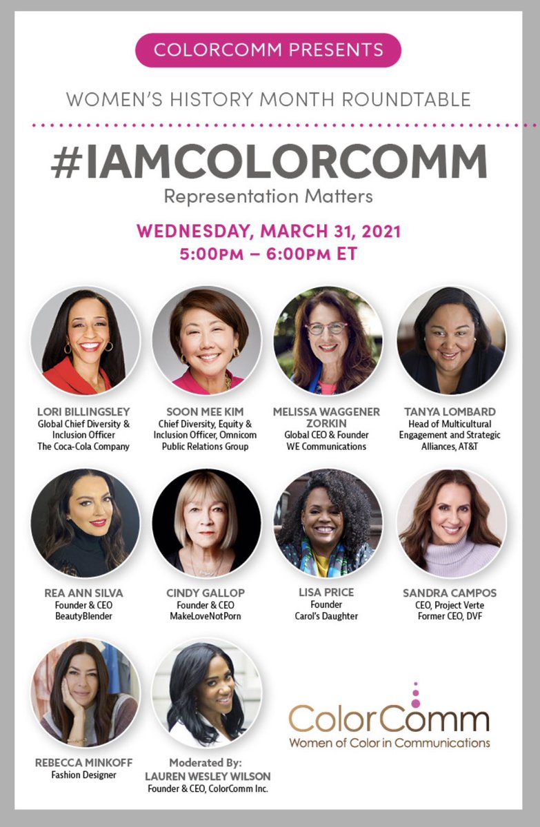 ColorCommntwk's tweet photo. There’s still time to register for the #IAMCOLORCOMM #WomensHistoryMonth Roundtable on Wednesday, March 31!
You don’t want to miss this discussion with women changemakers and industry leaders!
RSVP here ▶️ https://t.co/qQZRM1DgDN https://t.co/mZyA2W5Cs6