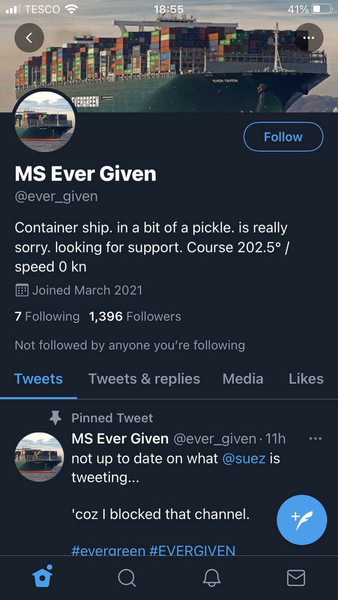 The joy of Twitter. 🚢😂🤡
#SuezBLOCKED 
#SuezCrisis #SuezCanal #EVERGIVEN