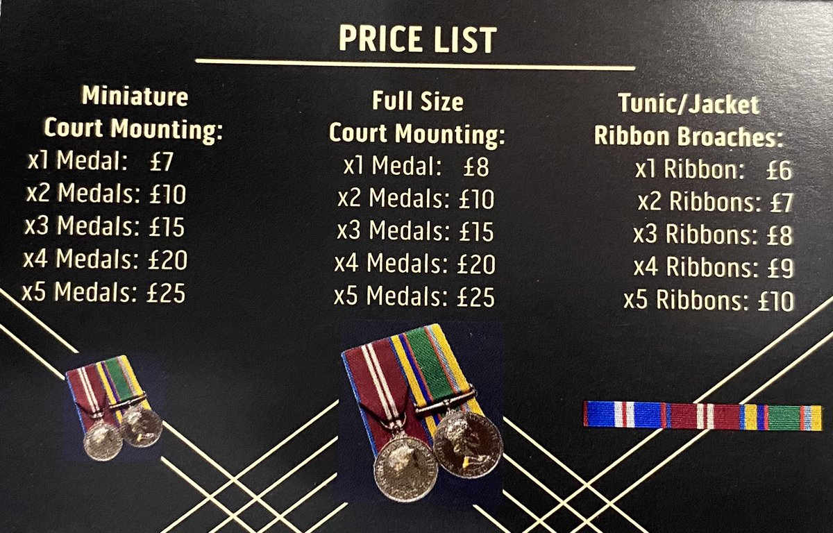 CFMmounting's tweet image. Unless it’s one medal. Essentially £5 per medal. Pricing structure in the photo. DM me or go via my Facebook Page for more quality photos. 👍🏻thanks for asking! Hope I can help more