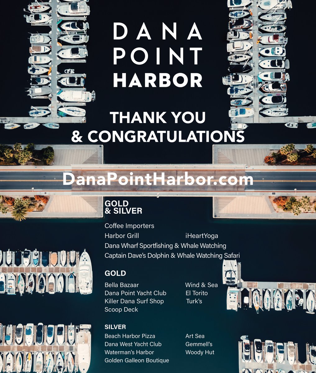 DanaPointHarbor's tweet photo. Congratulations to all of the #DPHarbor businesses who were recognized in the @DanaPointTimes "Best of" awards. We're so lucky to be home to the BEST restaurants, shops, and recreational activities. Feeling thankful for the support of the Dana Point Community! https://t.co/rCdaSvLUES