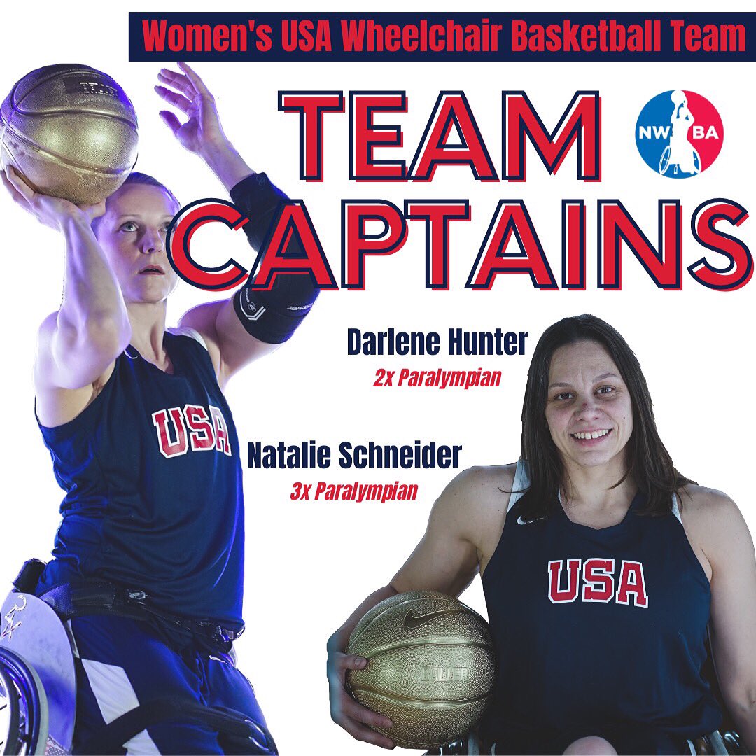 NWBA's tweet photo. Head Coach of the Women's USA Wheelchair Basketball Team, Trooper Johnson, officially named team captains today 🤩
Congratulations to Natalie Schneider (3x Paralympian) and Darlene Hunter (2x Paralympian)!
@TeamUSA #Tokyo2020 https://t.co/4Zh4XZT1jY