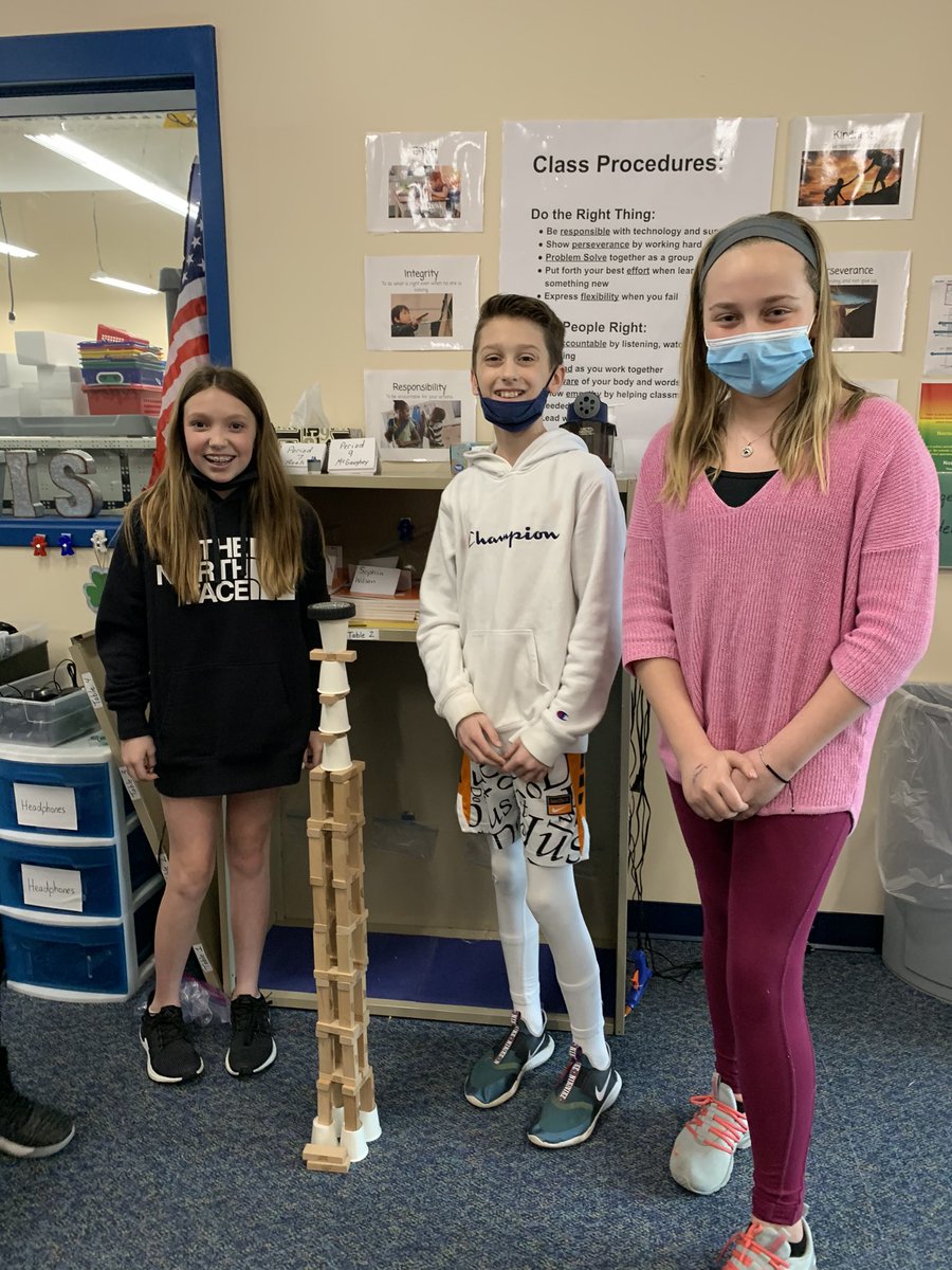 GorakBrandi's tweet photo. Design Challenge Build while getting to know my 6th graders @WISRocks.  Which team can build the tallest tower with 54 Jenna blocks and 10 paper cups?  Must use ALL supplies! 40 inches was the tallest! https://t.co/8P8qgo6DPz