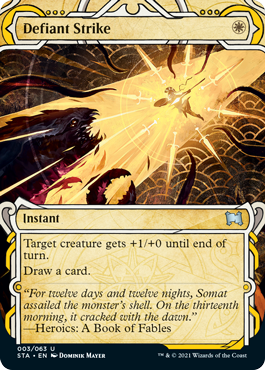 Heroic fans hype! Thanks Wizards for letting me preview this sweet new #MTGStrixhaven Mystical Archive art of Defiant Strike. #FreePreview