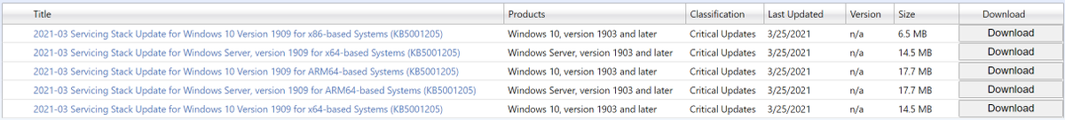 WZorNET's tweet photo. 😉📢⚙️March 25, 2021 #MSFT #PatchDay #ServicingStackUpdate #KB5001205 for Windows 10 Version 1909 on #MicrosoftUpdateCatalog👉https://t.co/GhQzBdIj7t
🔧Download #KB5001205 on #MicrosoftUpdateCatalog for x86/x64/ARM64👉 https://t.co/NTwV44H4tT https://t.co/nIRwHP1QvZ