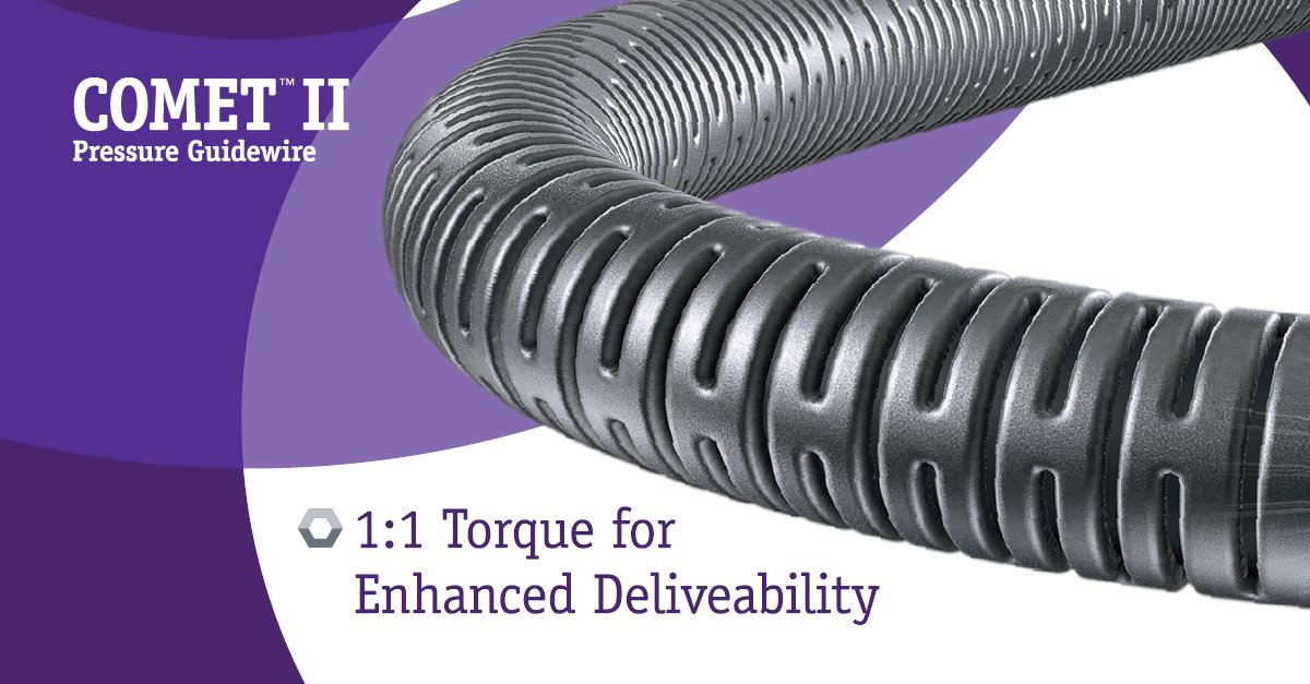BSCCardiology's tweet photo. COMET II™ pressure guidewire’s precision cut body offers 1:1 torque and best-in-class deliverability. See the difference at #CRT2021: https://t.co/9gh5KpRraW #CoronaryPhysiology #PressureGuidewire #COMETII https://t.co/3jfMRUBgim