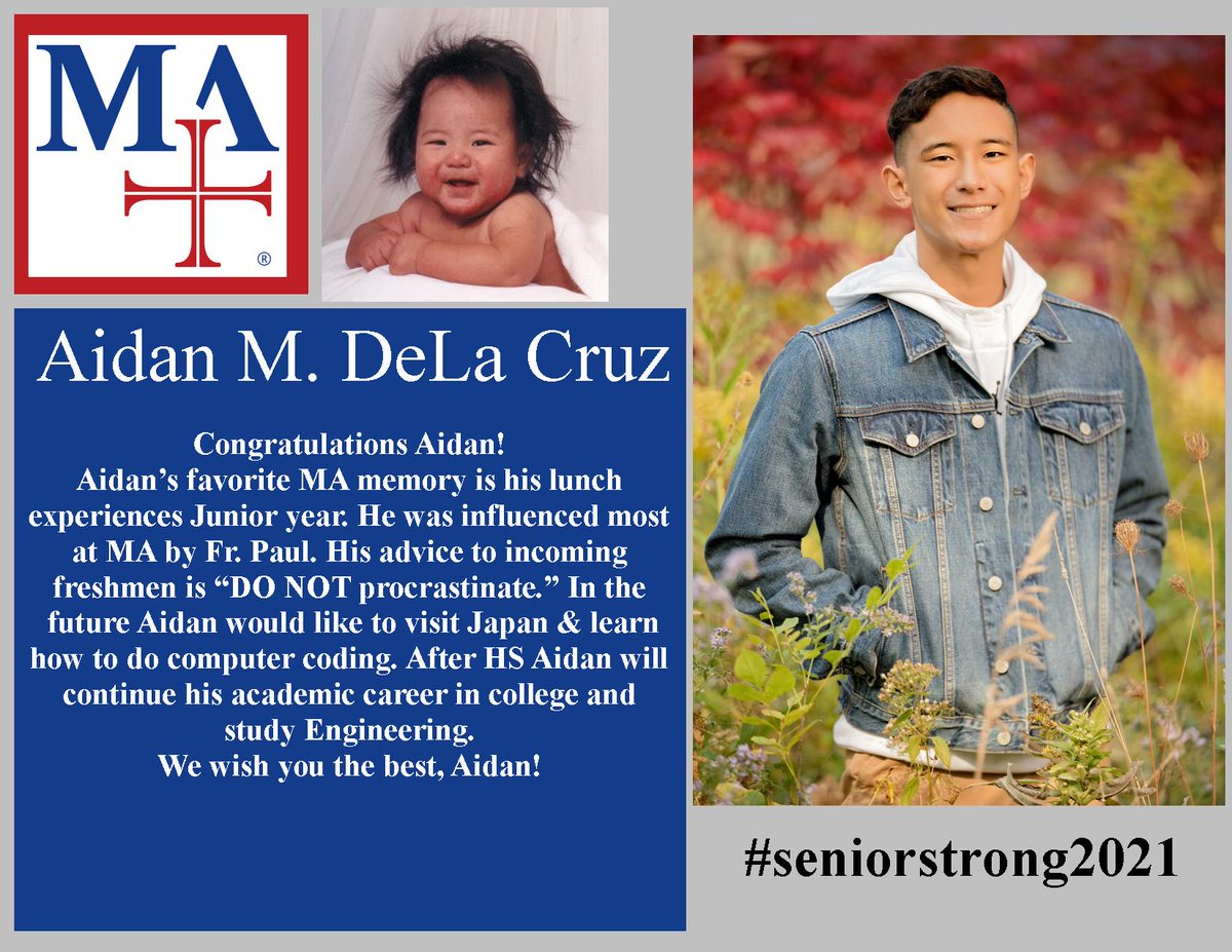 marmionacademy's tweet photo. Here are today's #SeniorSpotlight members of the Class of 2021, brought to you by the Marmion Parents' Club! https://t.co/cX1GKxltTN