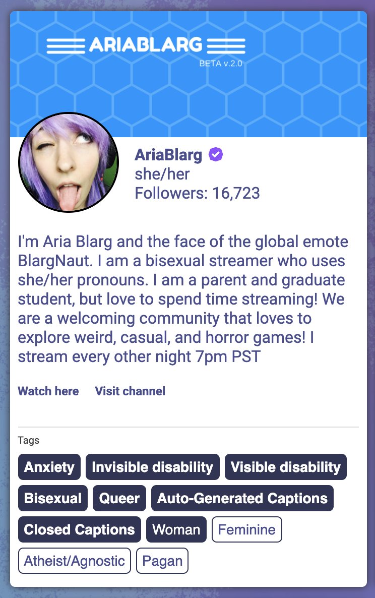 AriaBlarg's tweet photo. Excited! Iโve been accepted to be listed on @Peer2PeerLive ! A wonderful listing helping marginalized groups find representation for their identities and safe communities.
Please take a look at the listing to discover new streamers to follow!
#IdentityIsContent https://t.co/vYWDpboSdz