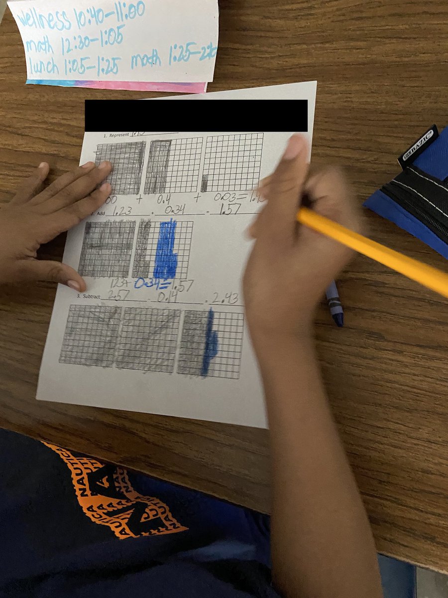 ATPPriceOwl's tweet photo. Price Owls using visual model mats to illustrate their understanding of adding and subtracting decimals.  @PriceOwls @samanthakyed @MrJadSalameh https://t.co/lTepucLHOH