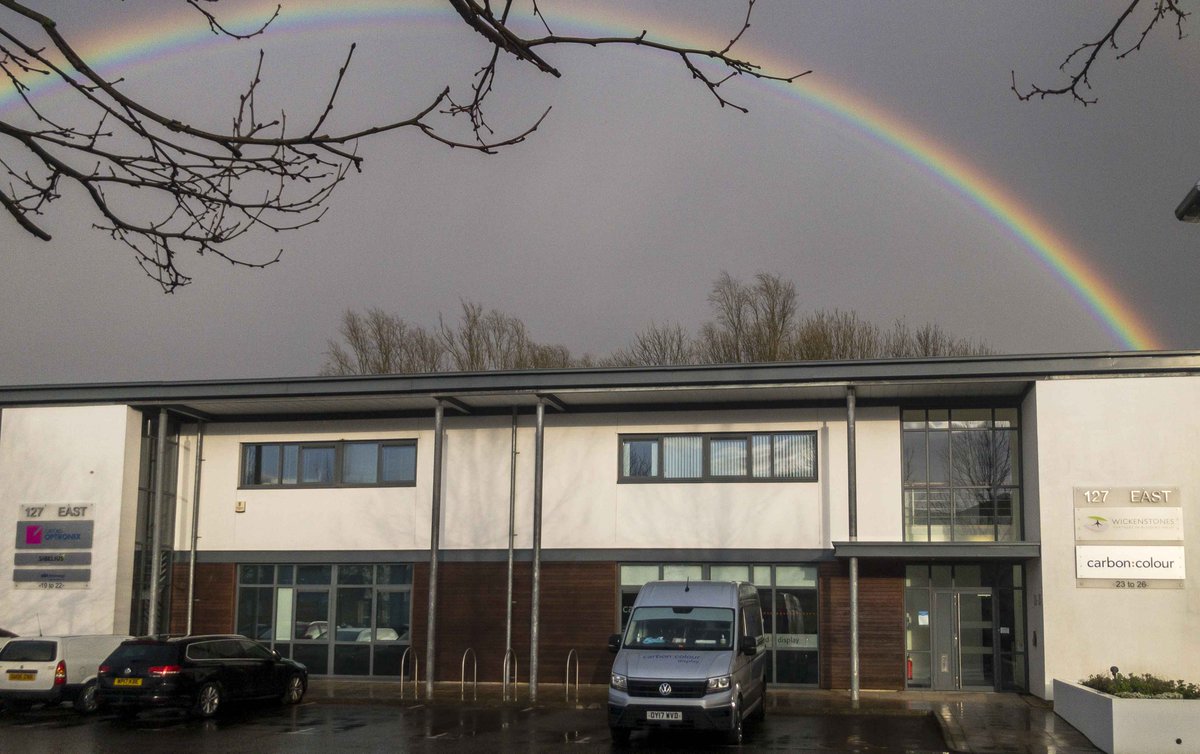 carboncolour's tweet photo. Rainbow over the studio https://t.co/eby06IyJjC