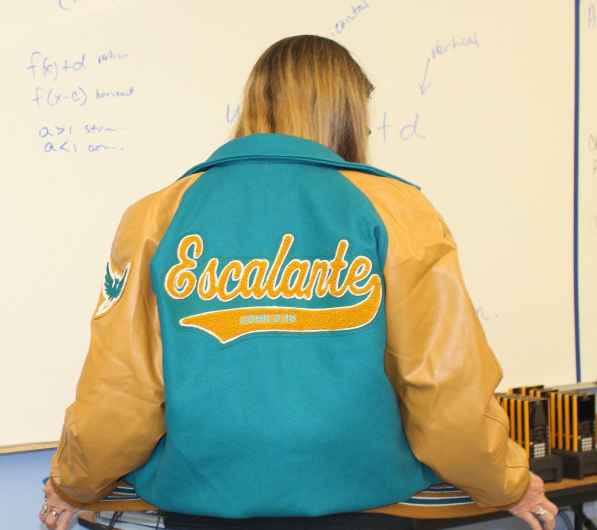 Our Teacher of the Year for the 2019-2020 school year, Tammy Escalante, is showing her school spirit in her new letterman jacket! Thank you for all that you do, Mrs. Escalante! #hshphealth #LettermanJacket