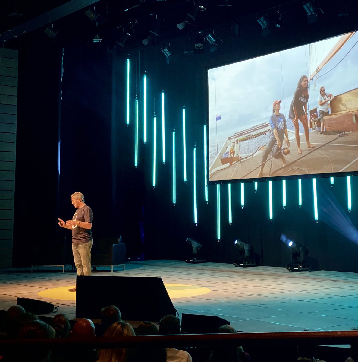 SilverLiningsNZ's tweet photo. Innovation is in our DNA - the incredible Sir Ian Taylor takes us on a journey of innovation from our ancestors to today. #SilverLiningsNZ https://t.co/TXx9yUYmA0